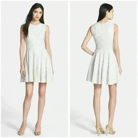 Diane Von Furstenberg "Jeannie fit & flare skater dress size‎ 6 cream - Picture 3 of 16